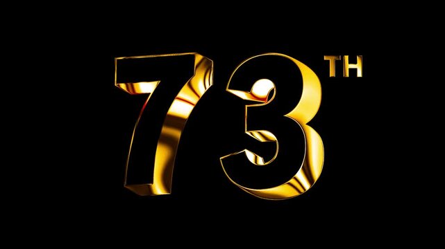 Luxury Golden Glass Seventy Three Number Anniversary Celebration 3D Metallic Typography Isolated Curve Lines Design Animation