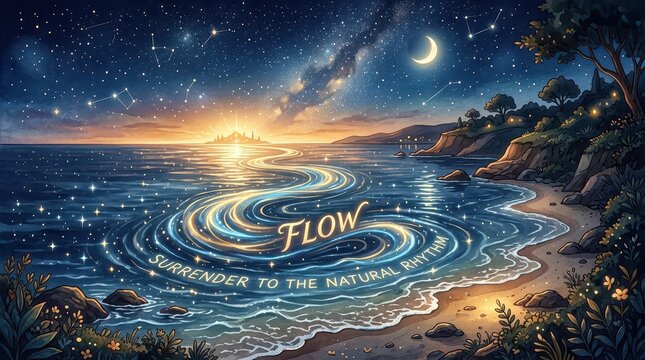 Surrendering to the Flow Under a Starlit Ocean Sky
