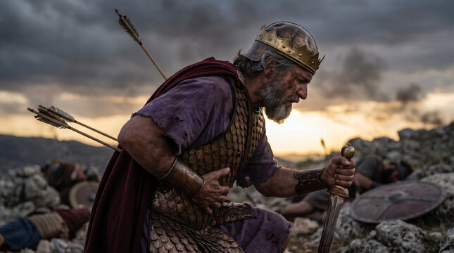The Death of King Saul on Mount Gilboa, a biblical scene.