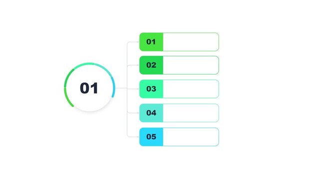 Infographic list chart with five numbered steps and colorful rounded design elements