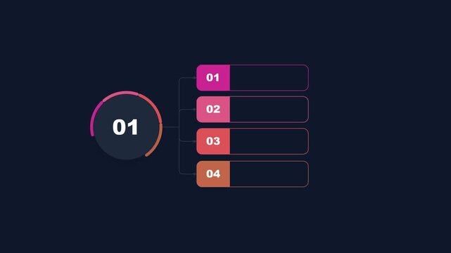 Infographic list chart with four numbered steps and gradient colorful design