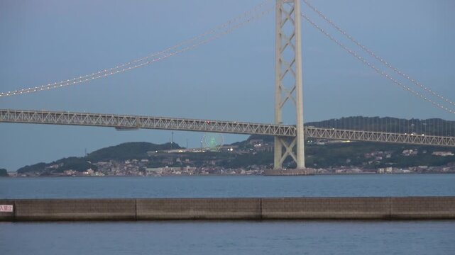 Cinematic View of the World's Longest Suspension Bridge in Hyogo, Japan