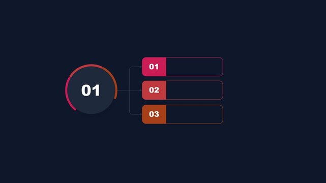 Infographic list chart with numbered steps and circular progress animation