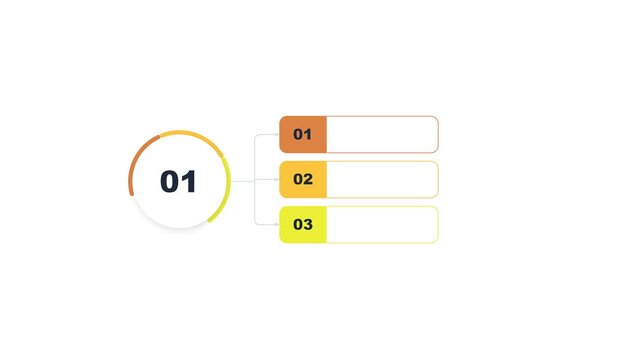 Infographic numbered list with three steps and colorful gradient design elements