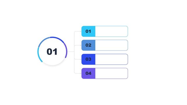 Infographic list design with blue gradient numbers and four text placeholders