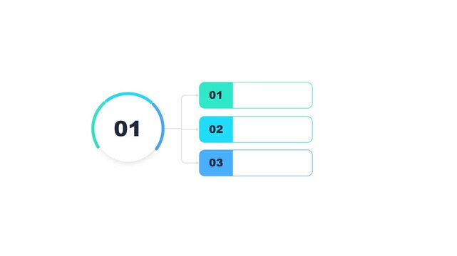 Animated infographic step one with three bullet points for business presentation