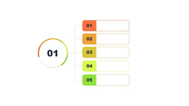 Infographic list template with five numbered steps and colorful gradient design