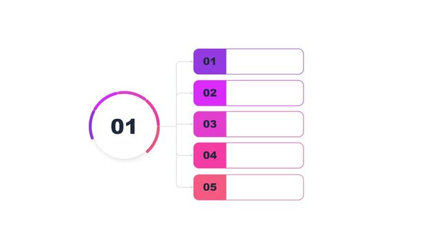 Infographic list chart with five numbered steps and gradient circular design