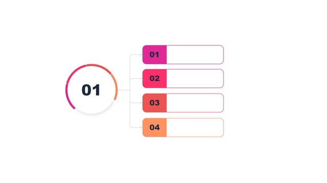 Infographic list with four numbered steps and colorful gradient design elements