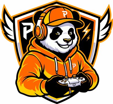 panda gaming logo vector 