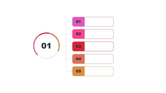Infographic list design with five numbered steps and colorful rounded elements
