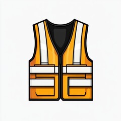 Fototapeta premium bright orange high-visibility safety vest with white reflective stripes, front zipper and pockets conveying protection and alertness