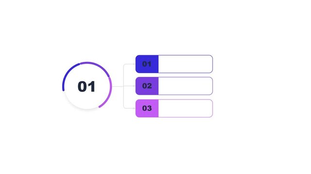 Infographic list with numbered steps and gradient circular progress bar element