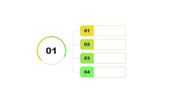 Infographic circle diagram with four steps and numbered list elements