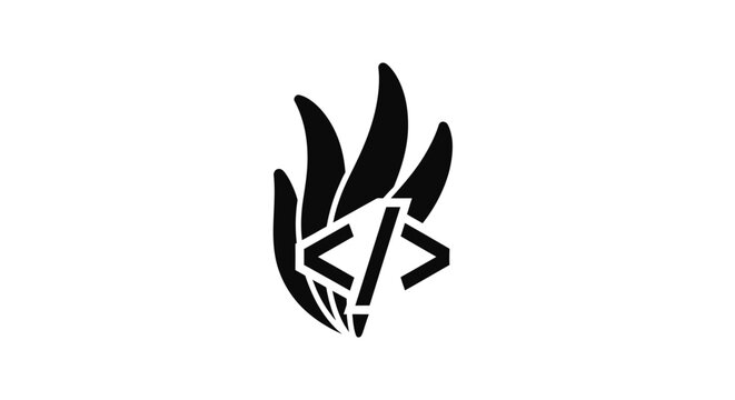 Black and white programming code symbol logo design.