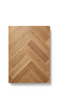 Close up view of natural oak wood flooring with a detailed herringbone pattern isolated on white