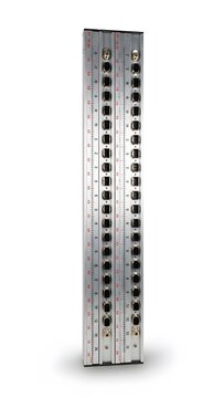 Dual column industrial precision sensor bar with measurement scale and metallic housing components