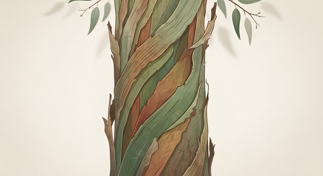 Close-up of colorful Rainbow Eucalyptus bark