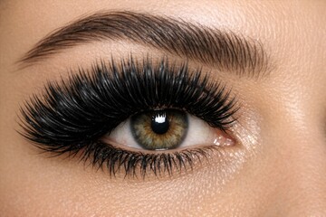 Naklejka premium A close-up shot of a woman's eye with long eyelashes, suitable for use in beauty or fashion contexts