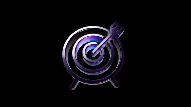 Shiny 3d target icon with an arrow hitting the center on a dark background 3D Icon