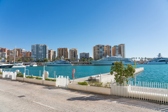 Malaga marina on sunny day in Malaga. Spain