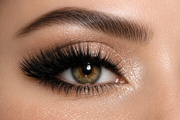 Fototapeta premium A close-up shot of a woman's eye featuring long eyelashes