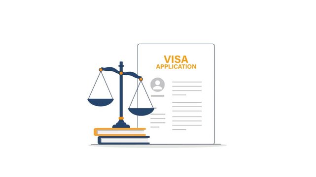 Animated Visa Application Form with Scales of Justice