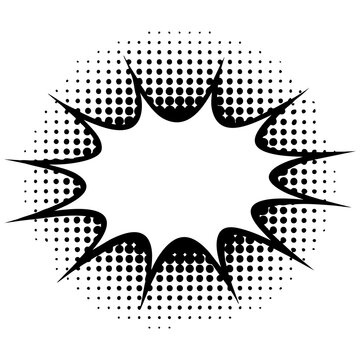 Dynamic Comic Style Speech Bubble With Radiating Starburst Lines and Halftone Dot Gradient Isolated on a Transparent or White Background