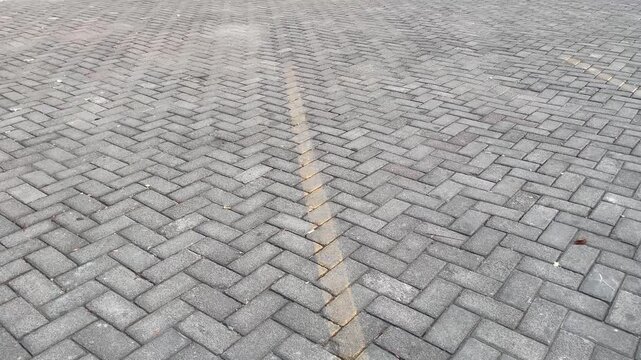 Close up of concrete pavers pattern on outdoor walkway