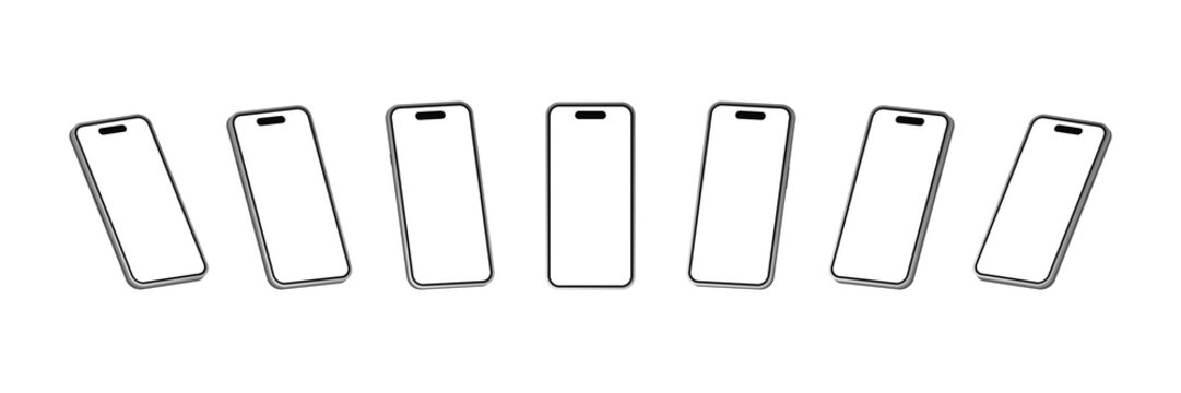 Smartphone line art icon set in minimal style isolated on transparent background