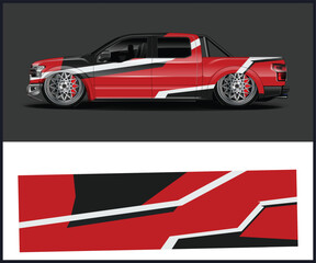 Naklejka premium Dynamic Red and Black Truck Wrap Design
