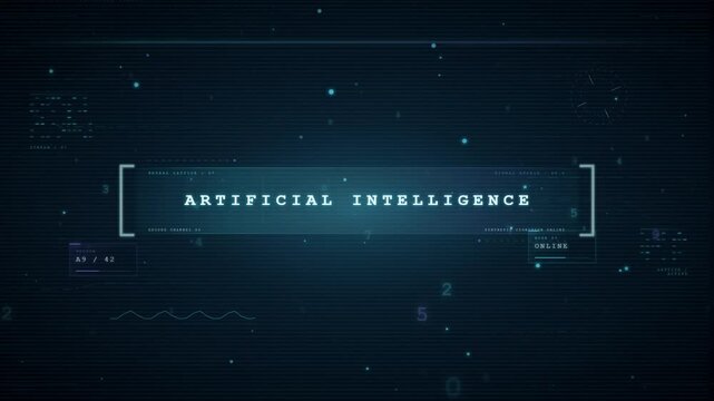 Futuristic hacker interface decoding code into artificial intelligence text