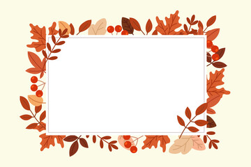 Fototapeta premium Rectangular frame with autumn leaves. Autumn background.