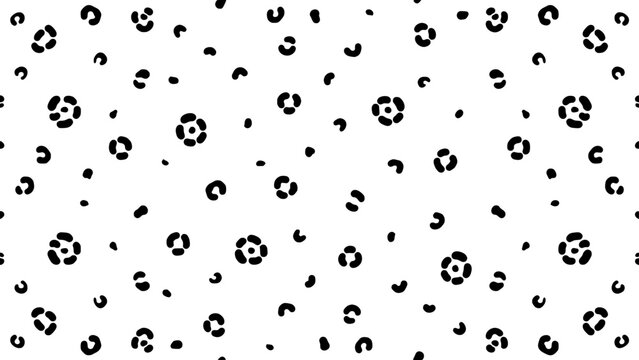 Leopard Print Pattern with High-Contrast Black and White Spots and Rosettes on a White Background Featuring Design, Texture