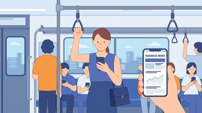 People using smartphones inside subway train vector illustration