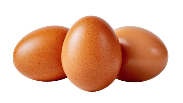 Isolated fresh organic brown chicken eggs arranged closely, healthy cooking food ingredient