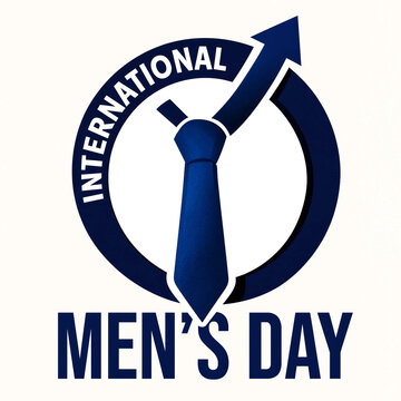 Modern logo design for international mens day with necktie and arrow symbolizing growth and success