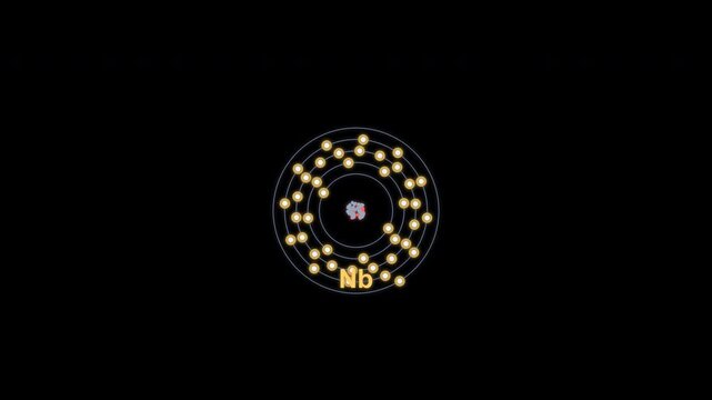 Niobium Nb Bohr Atom Model Clean No Text Overlay Alpha Channel 4K