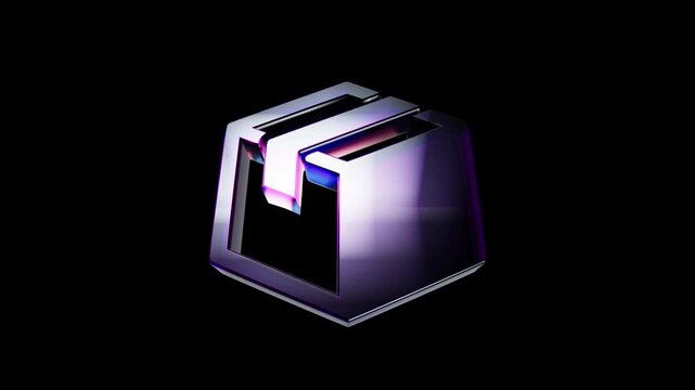 Shiny metallic 3d cube icon with a modern futuristic design 3D Icon
