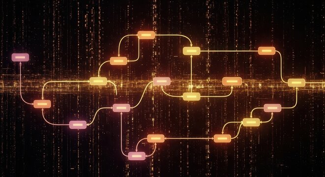 Abstract digital network visualization showing data flow and connections