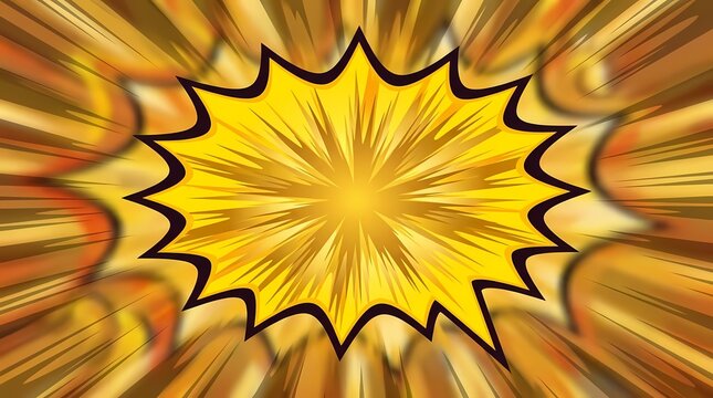 Yellow comic style explosion on a burst background.