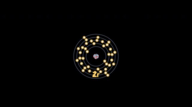 Zirconium Zr Bohr Atom Model Clean No Text Overlay Alpha Channel 4K