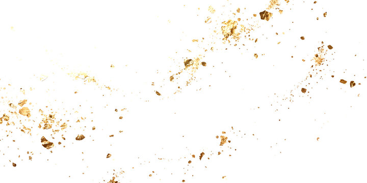 Shiny gold glitter particles floating and falling in the air