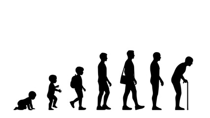 Obraz premium Deer Silhouette Icon in Black and White Showing Evolutionary Stages From Animal to Standing Adult Figure