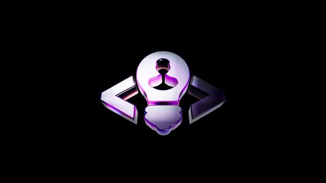 Creative 3d light bulb icon with a person silhouette and coding brackets for software development 3D Icon