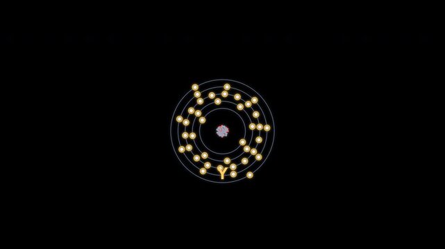 Yttrium Y Bohr Atom Model Clean No Text Overlay Alpha Channel 4K