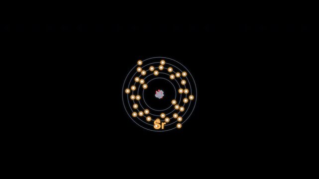 Strontium Sr Bohr Atom Model Clean No Text Overlay Alpha Channel 4K