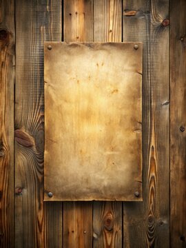 Old Western style wanted poster on wooden wall