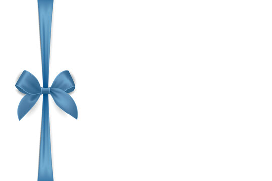 Vector 3d Ribbon with Bow for Gift Decoration and Packaging Design. Blue Ribbon for Celebration, Event and Invitation. Pink Ribbon Illustration for Holiday Card, Present Wrapping, Festive Template