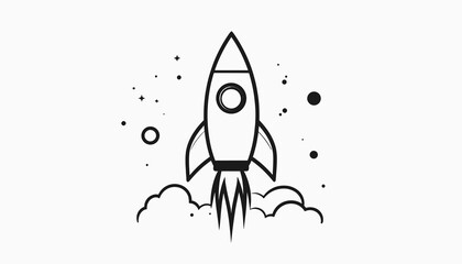 Rocket Ship Launching Into Space. © Artejo